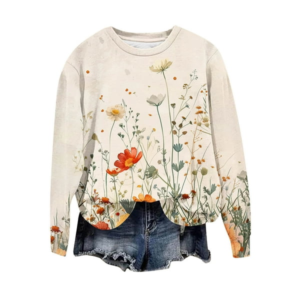 Fall Pohista Autumn Clothing Womens Sweatshirt Women's Shirts Long Sleeve Blouses Fall Womens Blouses Fall 2025 My Items Saved for Later