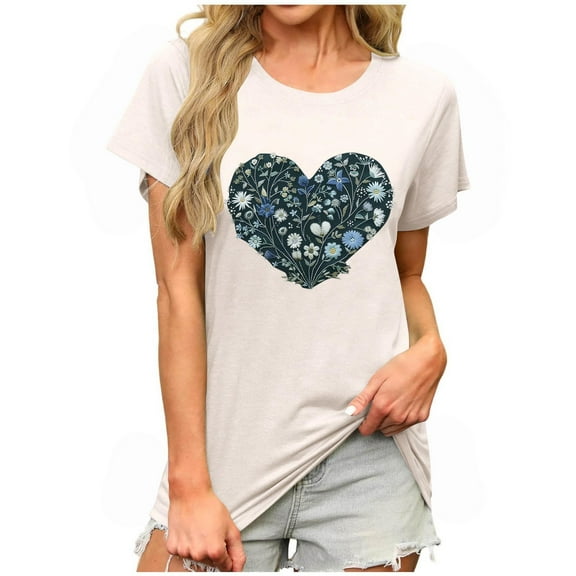 Pohista Spring Tops for Women 2026 Summer Shirts for Women 2026 Womens Blouses Womens Summer Tops Short Sleeve Round Neck Fashion Gifts