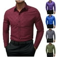 thumbnail image 1 of Fall Savings! QATAINLAV Long Sleeve Shirts for Men Fashion Plaid Dress Shirt Office Business Casual Outfits Slim Fit Button Down Lapel Tops Wine M, 1 of 8