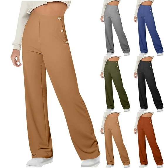 QATAINLAV Office Work Pants for Women High Waisted Formal Trousers Business Casual Slacks Solid Color Wide Leg Dress Pants Wine S