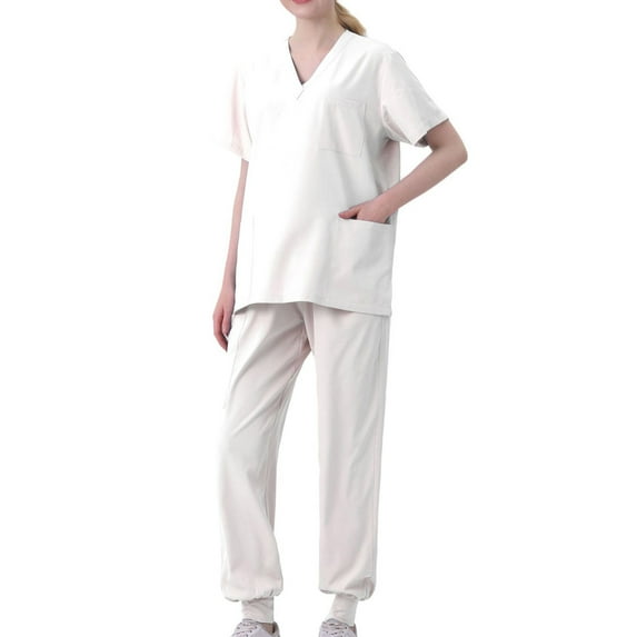RYDCOT Short-Sleeve Medical Uniform Scrubs Set - Women's Polyester/Cotton Hand Wash Gowns Short Sleeve Nurse's Workwear Separate Set