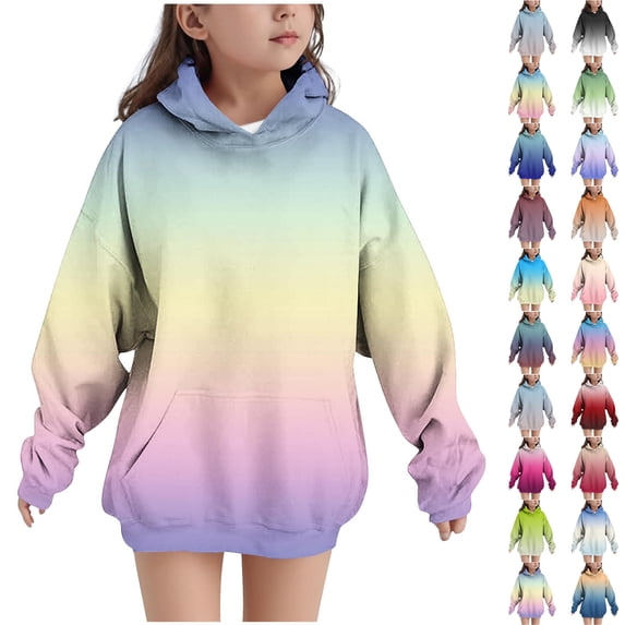 SROBPTY Kids Fall Tops, Toddler Sweatshirts, Children's Boys and Girls Long Sleeve Printed Round Neck Hooded Sweatshirt Top Blue,11-12 Years
