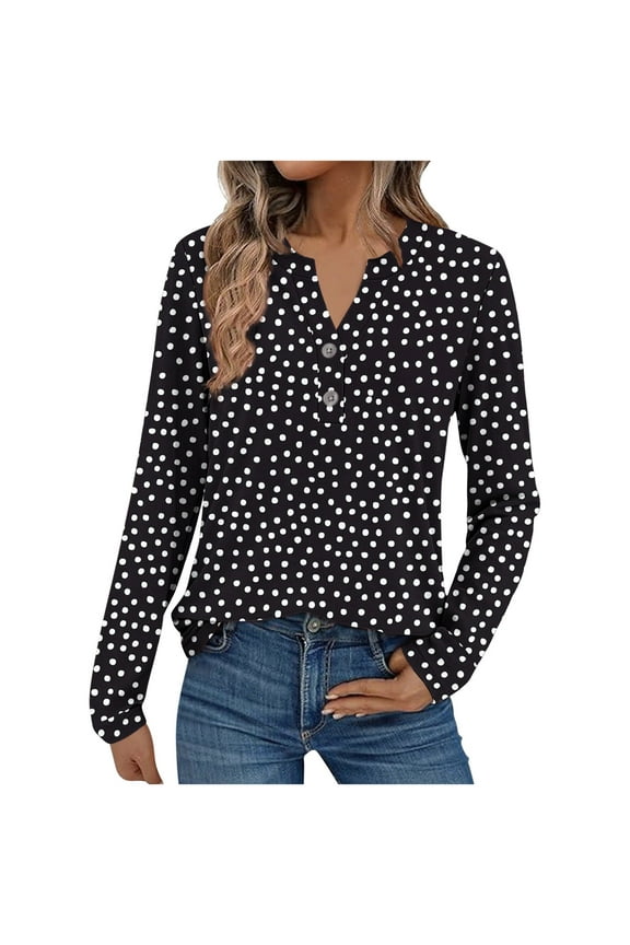 Long Sleeve Going out Tops Plus Womens Shirts Long Length Sleeve Women's Printed V Neck Long Sleeve T shirt Blouse Zipper Tops My Items My Order
