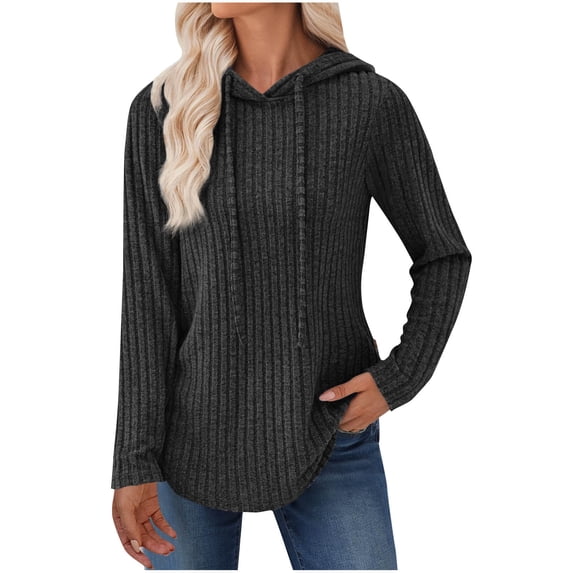 Fall Savings School Outfits for Teachers Womens Blouses Long Sleeve Petite Womens T Shirts Casual Women Solid Color Hooded Button Drawstring Long Sleeves Tops My Items My Order