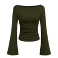 thumbnail image 1 of Womens Shirts Casual Long Sleeve Tops Fall Work Printed T shirt Blouse Round Neck Tops My Items My Order, 1 of 2