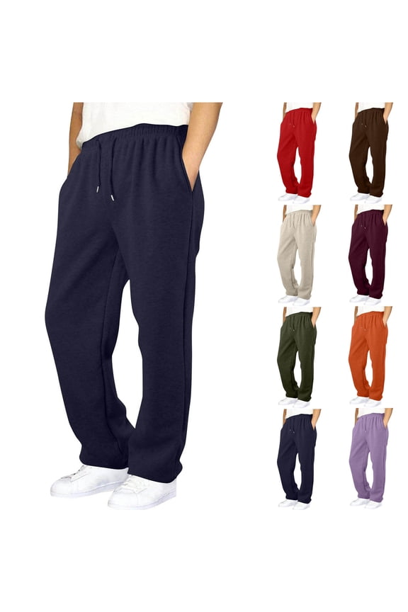 Boys Casual Fleece Sweatpants Solid Color Elastic Waist Active Winter Long Pants for Boys and Girls