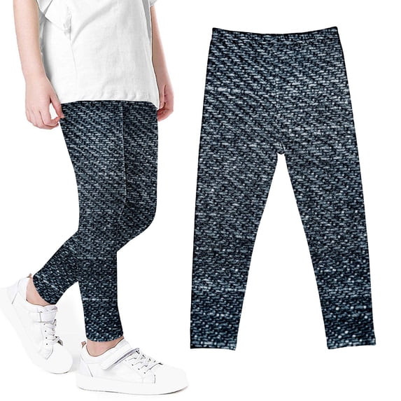 Swuxness Girls Elastic Leggings, Fall Long Pants for Kids, Girls Print Mosquito Proof Outdoor Wear Leggings for Kids Black, 6-7 Years