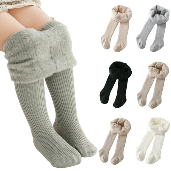 Fall Savings! Swuxness Girls Fleece Elastic Yoga Leggings, Fall Long Pants for Kids, Toddler Fleece Lined Elastic Wearable Footed Integrated Yoga Leggings Gray, 6-12 Months