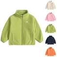 thumbnail image 1 of Swuxness Kids Fleece Zip Up Sport Jacket, Kids Fall Long Sleeve Jacket, Toddler Solid Color Lightweight Zip Up Outerwear without Hood for Boys and Girls Beige, 6-7 Years, 1 of 4