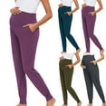 thumbnail image 1 of Swuxness Maternity Casual Elastic Leggings, Women Fall Wide Full Length Pants, Women's Maternity Solid Color High Waist Loose Stretchy Comfortable Pregnancy Pants Purple, XXL, 1 of 5