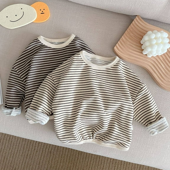 Swuxness Toddler Casual Long Sleeve Undershirt, Fall Warm Tops for Kids, Kids Crew Neck Solid Color Comfortable Casual Top for Boys and Girls Beige, 2-3 Years