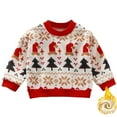 thumbnail image 1 of Swuxness Toddler Fleece Long Sleeve Sweater, Toddler Winter Warm Tops, Boys and Girls Crewneck Print Fleece Lined Warm Comfortable Casual Wear Sweater for Kids Red, 5-6 Years, 1 of 3