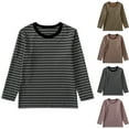 thumbnail image 1 of Swuxness Toddler Fleece Long Sleeve Undershirt, Kids Winter Casual Tops, Kids Round Neck Striped Fleece Lined Comfortable Everyday Wear Top for Boys and Girls Brown, 6-7 Years, 1 of 3