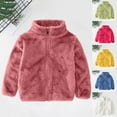 thumbnail image 1 of Swuxness Toddler Fuzzy Warm Casual Jacket, Toddler Winter Long Sleeve Jacket, Toddler Solid Color Zip Up Unisex Fleece Warm Outerwear Red, 1-2 Years, 1 of 4