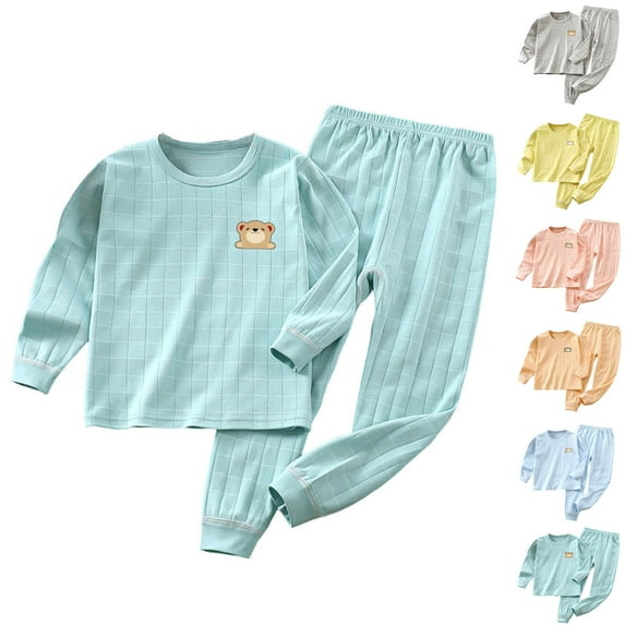 Swuxness Toddler Long Sleeve Home Two Piece Sets, Kids Fall Casual Long Pants Sets, Kids Solid Color Round Neck Shirt Casual Comfortable Outfit for Girls and Boys Green, 3-4 Years