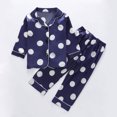 thumbnail image 1 of Swuxness Toddler Long Sleeve Pajama Two Piece Sets, Kids Fall Casual Long Pants Sets, Kids Print Casual Comfortable Loungewear Outfit for Boys and Girls Blue, 5-6 Years, 1 of 4