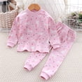 thumbnail image 1 of Swuxness Toddler Long Sleeve Pajama Two Piece Sets, Kids Fall Casual Long Pants Sets, Kids Print Crew Neck Casual Comfortable Outfit for Girls and Boys Pink, 6-12 Months, 1 of 4