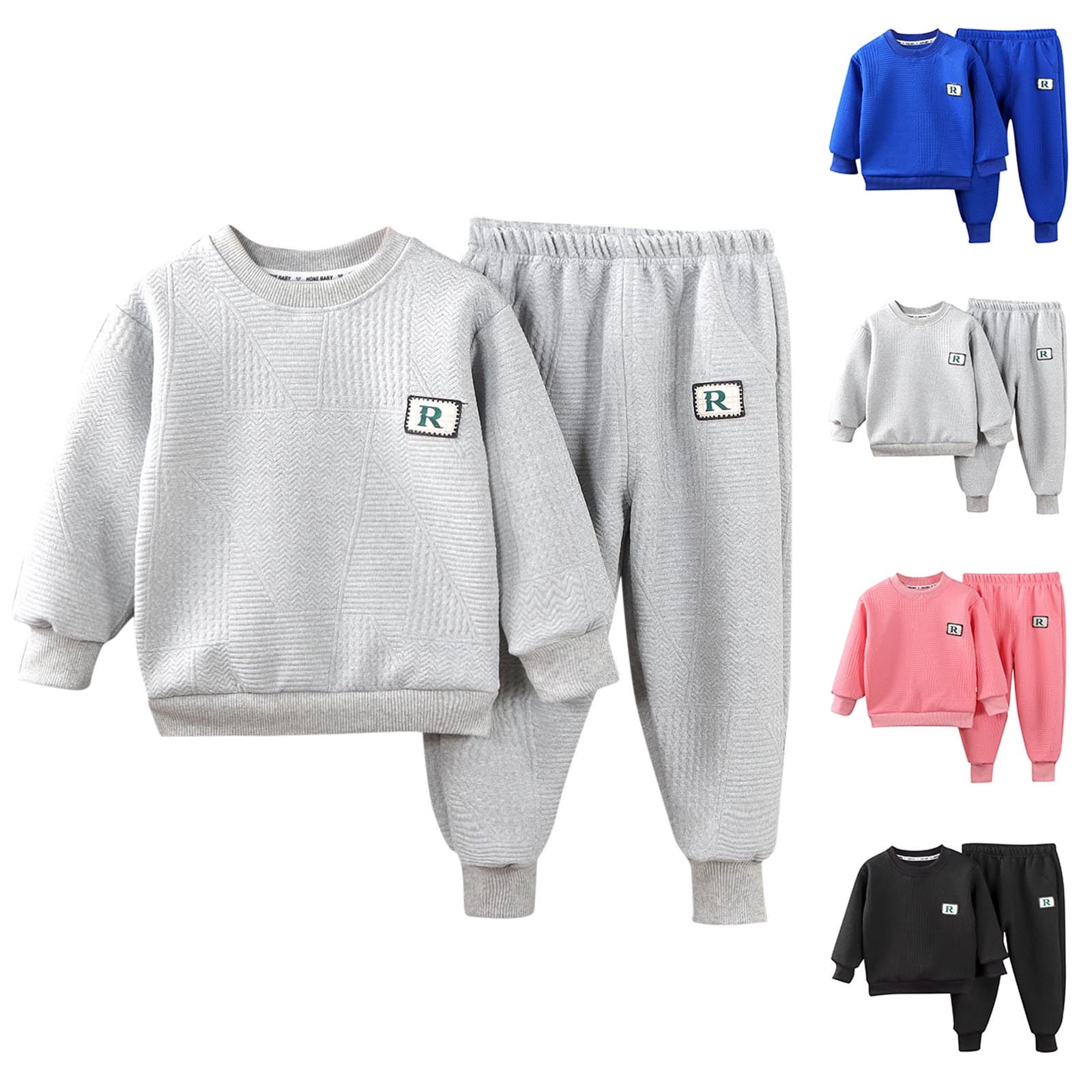 Casual Pink Sweatshirt Top With Gray Pants For Kids