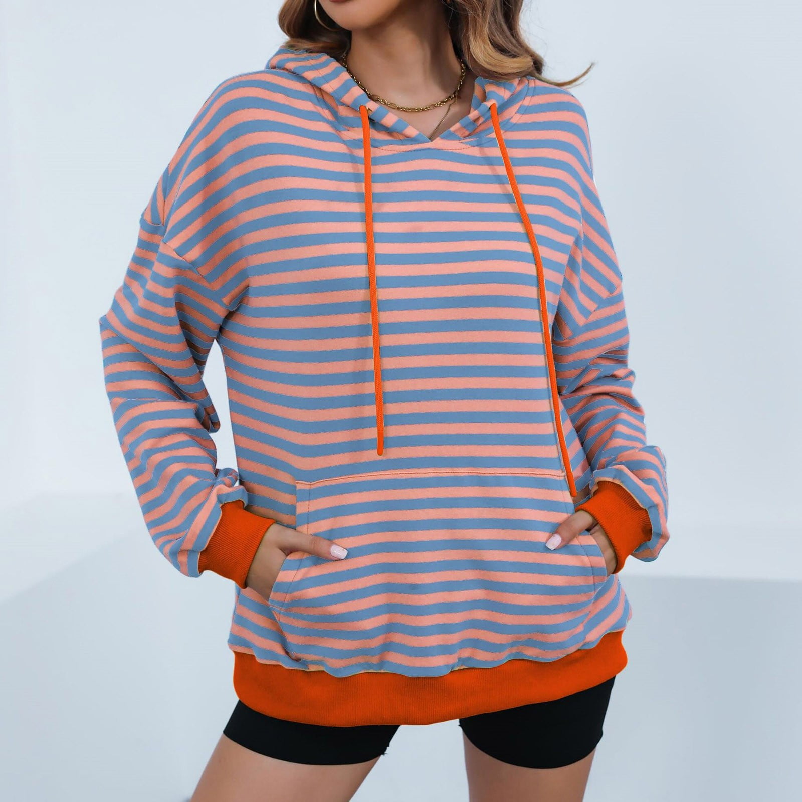 Fall Savings! Titcea Hoodies for Women Striped Printed Long
