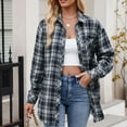 thumbnail image 1 of Titcea Ladies Tops and Blouses Plaid Printed Long Sleeve Lapel Neck Buttons Shirts Loose Comfort Casual Blouses, 1 of 6