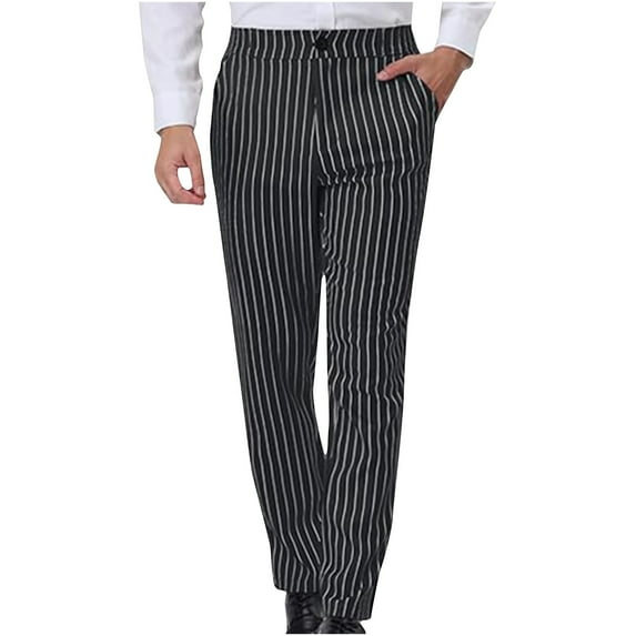 Fall Savings Up to 50% off Mens Straight Stripe Print Pocket Casual Suit Button Pants Comfort Stretch Casual Pants