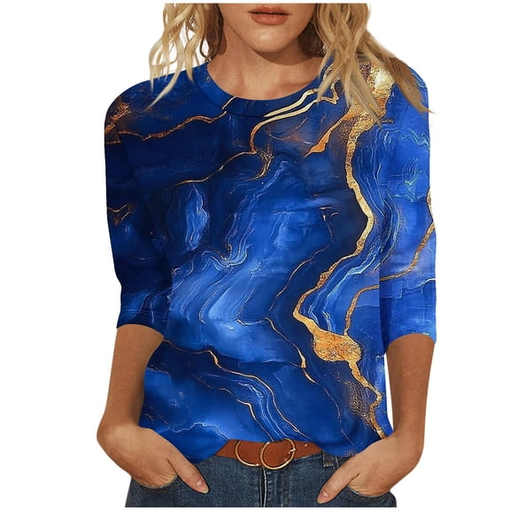 Woman's Blouse Women's Tops Casual Elbow 3/4 Sleeve T Shirts for Women Plus Womens Blouses Spring Trendy My Reorder List Trending Gifts