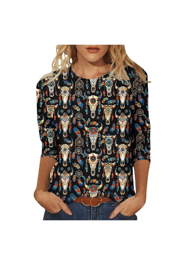 Woman's Blouse Womens Shirts Fall Women 3/4 Sleeve Tops Plus Size Womens Blouses My Reorder List Trending Gifts