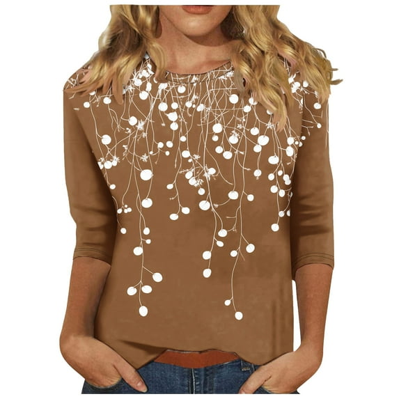 Fall Savings Woman's Blouse Womens Tops Trendy 3/4 Sleeve T Shirts Women's Blouses Work Fall My Items Ordered Trending Gifts