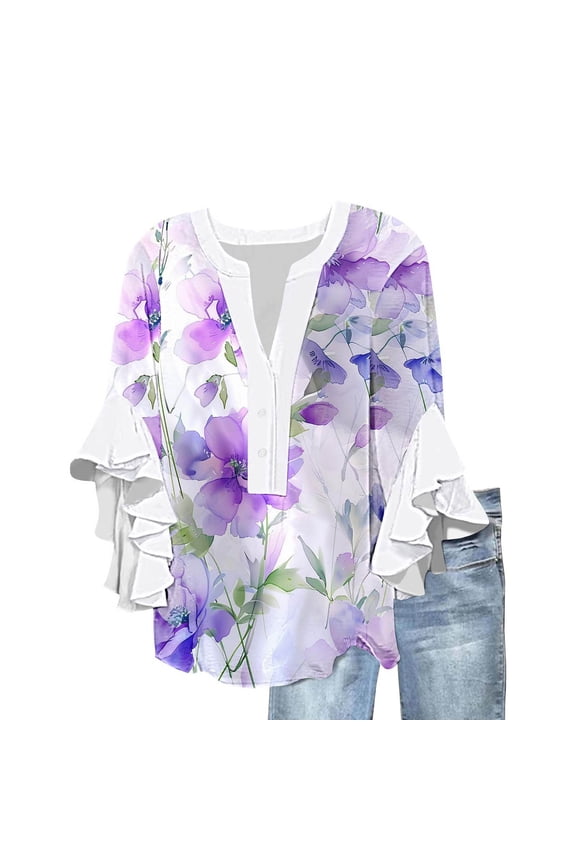 Women Fall Shirts Womens Shirts Casual Women 3/4 Sleeve Tops Fall Women's Blouses My Order Trending Gifts