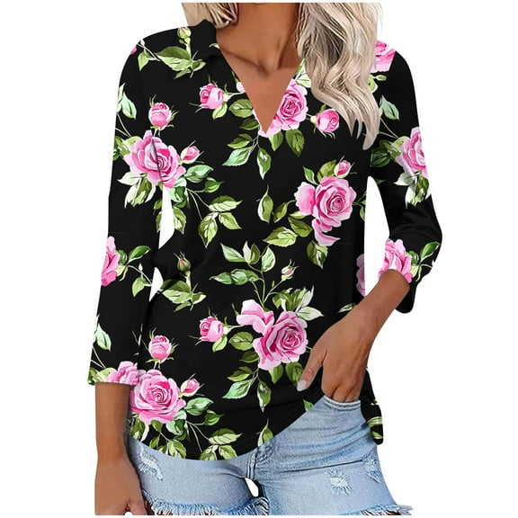 Women Fall Tops Women's Shirts Casual Women Tops 3/4 Length Sleeve Women's Blouses Items Ordered by Me Trending Gifts