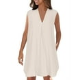 thumbnail image 1 of Fall Savings! Women Swimsuits,Women's Casual European New Shirt With V-Neck Solid Color Beach Sun Protection Dress Sleeveless Knee-Length Dress,Relaxed & Stylish for Beach Days & Vacation, 1 of 6