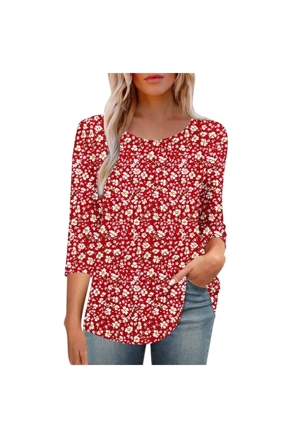 Women's Fall Shirts Womens Shirts Womens Tops 3/4 Length Sleeves Blouses Work Items Ordered by Me Gifts