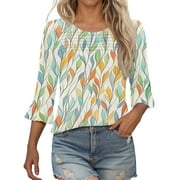 Women's Fall Tunic Tops Womens Shirts Trendy Vneck 3/4 Length Sleeve Tops for Women Blouses Reorder Items Trending Gifts