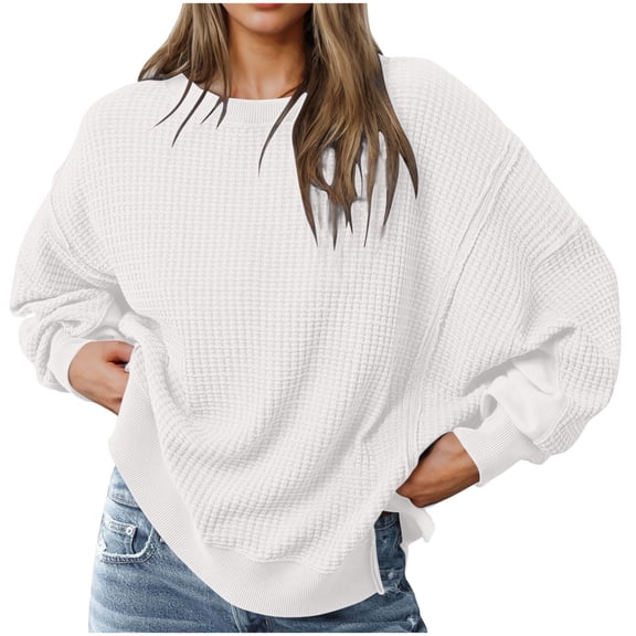 Women's Long Sleeve Workout Tops Women's Solid Round-Neck Pullover Loose Casual Fashion Blouse Women Business Casual Tops Basic Workout Tees, S-2XL