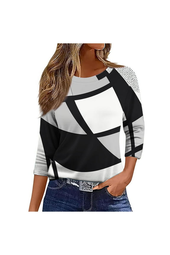 Women's Plain T-Shirts Womens Tops Plus Size Tall Womens Tunic Tops 3/4 Sleeve Blouses My Reorder List Trending Gifts