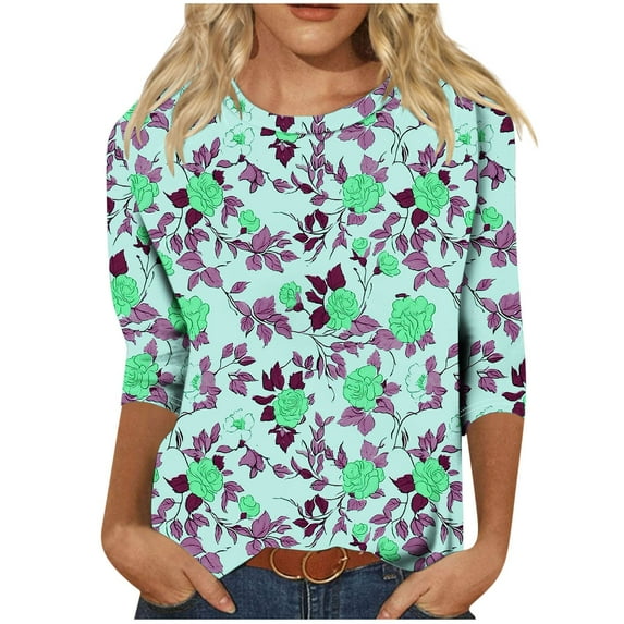 Women's Tops Womens Shirts Spring Trendy Womens 3/4 Sleeve Tops and Blouses Women's Blouses Work Spring My Reorder List Gifts