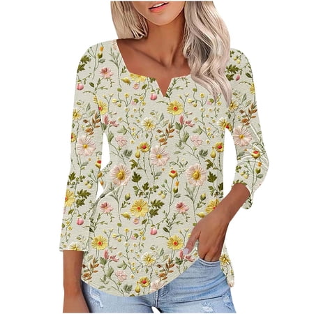 Womens Spring Shirt Women's Tops Womens Tops 3/4 Length Sleeves Women's Blouses Work Reorder Items Trending Gifts