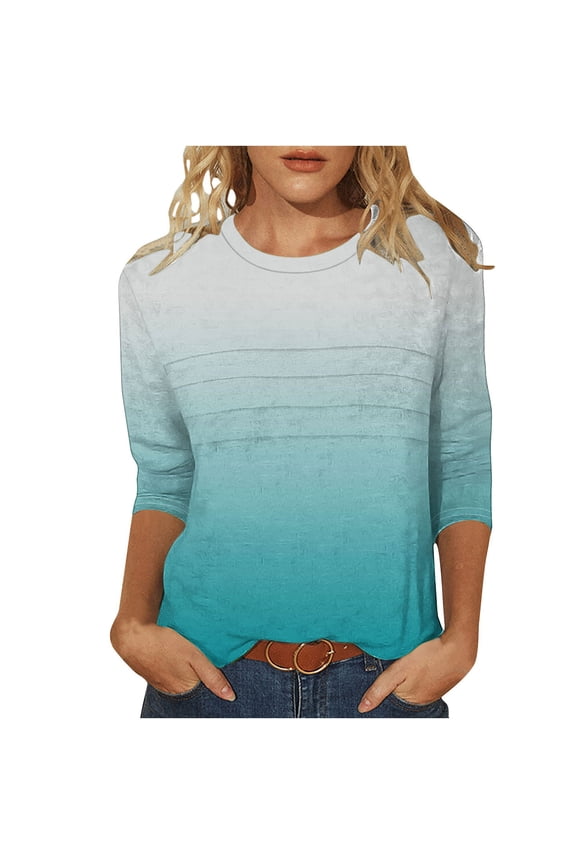 Womens Fall Shirt Women's Tops 3/4 Length Sleeve Womens T Shirts Womens Blouses New & Trending Gifts