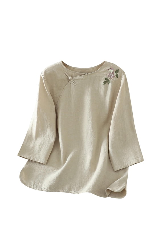 Womens Spring Shirts Womens Shirts 3/4 Sleeve Tops for Women Button Women's Blouses New Arrivals Trending Gifts