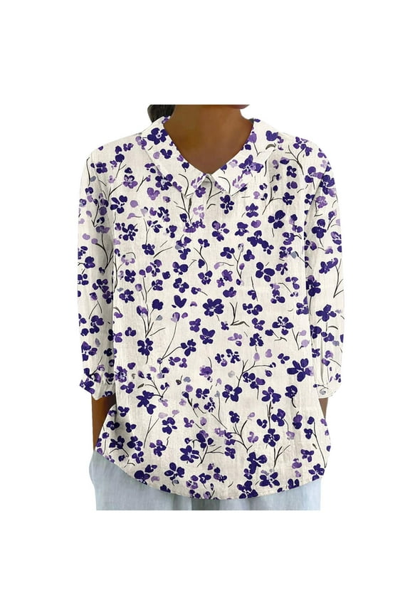 Womens Spring T Shirts Womens Tops Trendy Womens 3/4 Sleeve Tops Casual Womens Blouses Spring Gifts