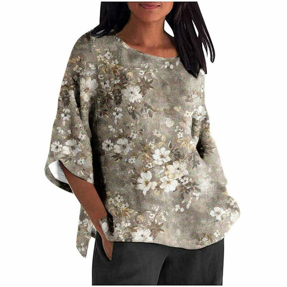 Womens Fall Top Women's Shirts 3/4 Length Sleeve Womens Tops Blouse My Orders Gifts