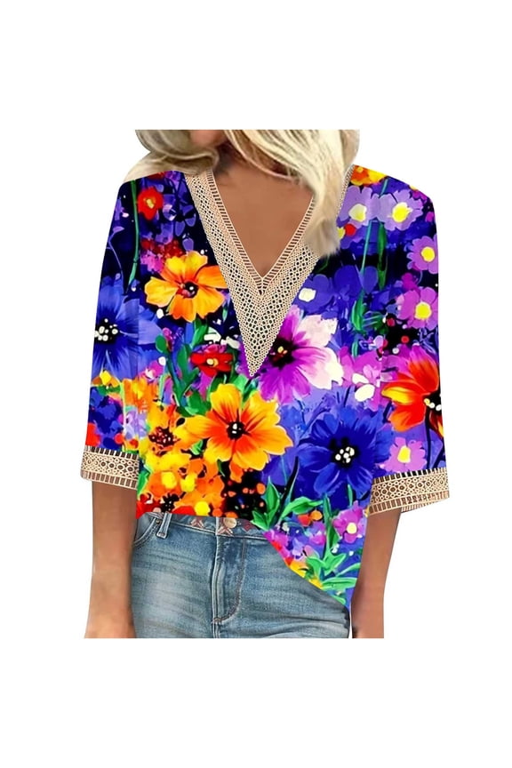 Womens Fall Top Womens Shirts Trendy 2026 Womens Tunic Tops 3/4 Sleeve Women's Blouse New & Trending Gifts