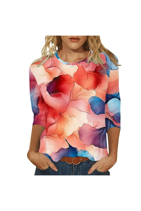 Womens Spring Tops Loose Fit Womens Tops Spring Casual Quarter Length Sleeve Tops Womens Blouses Spring My Items Gifts