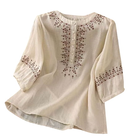 Womens Fall Tops Women's Shirts Fall Plus Size Quarter Length Sleeve Tops for Women Fitted Womens Blouses Casual Fall New Arrivals Gifts