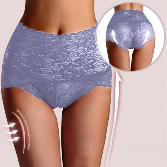 YODETEY Lace Panel High-Waist Tummy Control Underwear - Women's Sexy and Fashionable High Waist Lace Body Shaping Underwear Breathable Cotton Women's Underwear