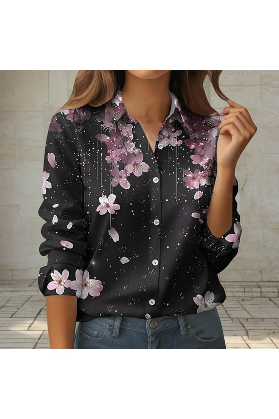 Women's Shirts Fall Plus Size Long Sleeve Tops Women's Blouses Plus Size Tunic Trending Birthday Gifts