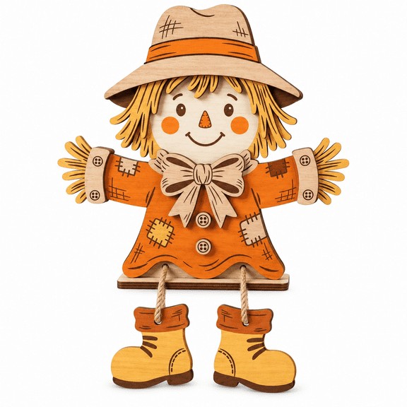 Fall Scarecrow Wooden Shelf Sitter, Harvest Scarecrow Tabletop Decor with Dangling Legs, Autumn Thanksgiving Decoration for Desk