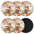 thumbnail image 1 of Fall Scarecrows Coasters Set of 6, Absorbent Coasters for Drinks, Thanksgiving Autumn Pumpkins Leaves Brown Coaster for Desk Coffee Table Protection, Home Decor House Warming Gifts 4", 1 of 8