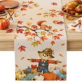 thumbnail image 1 of Fall Scarecrows Cotton Linen Rectangle Table Runners 13"x36", Thanksgiving Autumn Pumpkins Leaves Orange Coffee Table Runner Dresser Scarves Table Runners for Wedding Party Banquet Dinner Decor, 1 of 8