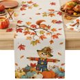 thumbnail image 1 of Fall Scarecrows Cotton Linen Rectangle Table Runners 13"x48", Thanksgiving Autumn Pumpkins Leaves Beige Coffee Table Runner Dresser Scarves Luxury Table Runners for Wedding Party Banquet Dinner Decor, 1 of 8